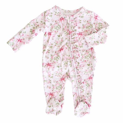Bows in Bloom Ruffle Zipper Footie