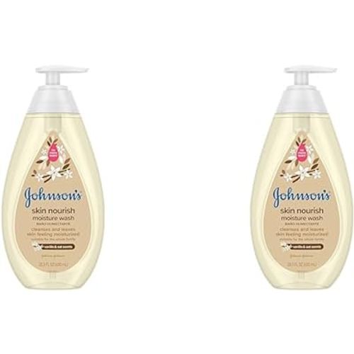 Johnson's Baby Skin Nourishing Moisture Baby Body Wash With Vanilla & Oat Scents, Hypoallergenic & Tear Free Baby Bath Wash, Paraben-, Dye-, Sulfate & Phthalate-Free, 20.3 fl. oz (Pack of 2)