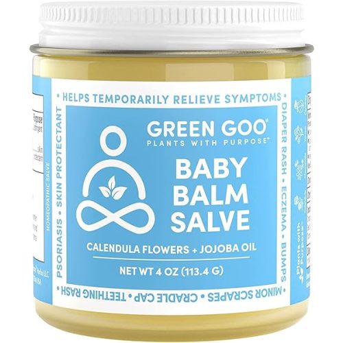 Green Goo Baby Balm, Organic Gentle Moisturizing & Soothing Baby Lotion, Helps Relieve Skin Irritations, 4 Oz Jar