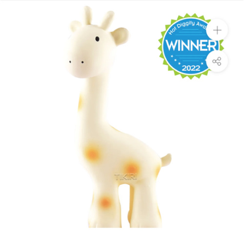 Giraffe Organic Natural Rubber Rattle, Teether & Bath Toy