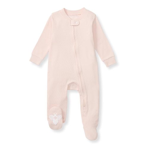 Burt's Bees Baby Baby Girls Pajamas Sleep and Play, Soft 100% Organic Cotton One-Piece PJ with Non-Slip Bee Grip Footies