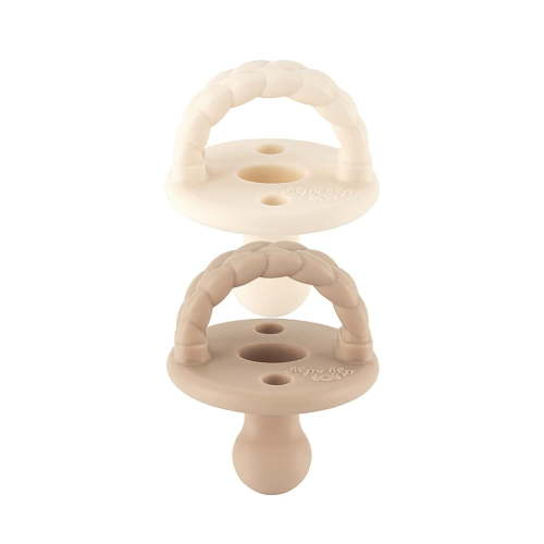 Itzy Ritzy Orthodontic Silicone Pacifier - 6-18m Toast & Buttercream