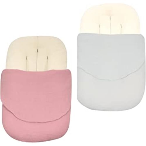2 Pack Baby Lounger Cover for Newborn, Organic Cotton Muslin Lounger Pillow Case for Babies, Snug Fitted Removable Slipcover, Babynest Cover for Boys & Girls (Pink & Grey)