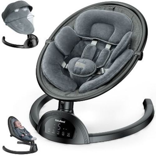 Babybond Baby Swings For Infants With 10 Preset Lullabies, 5 Point Harness Belt, 5 Speeds And Remote Control,black