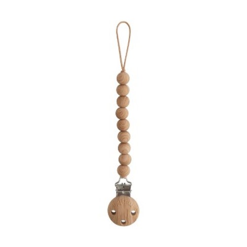 Mushie Silicone Pacifier Clip, Color: Luna Faux Wood