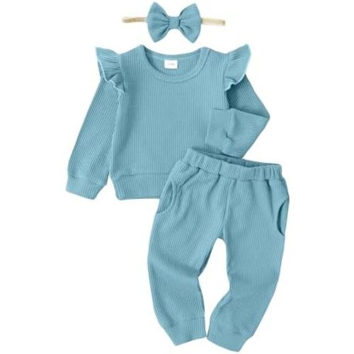 Mioglrie Toddler Baby Girl Clothes Fall Winter Sweatsuit Newborn Sweatshirt Sweat Pant Sets Outfits Infant Girls Clothing