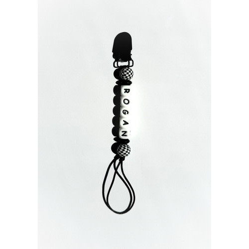 Custom Name Pacifier Clip B&W