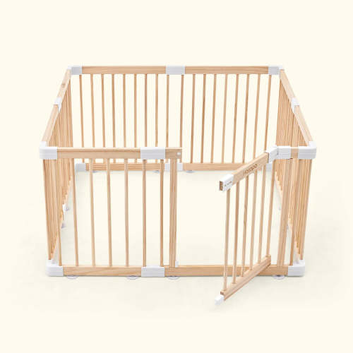 Harppa Grovi GREENGUARD Gold Wooden Baby Gate Playpen | Non-Toxic Foldable DIY Adjustable Play Yard for Infants & Toddlers – Natural Finish Baby Fence for Small & Large Spaces