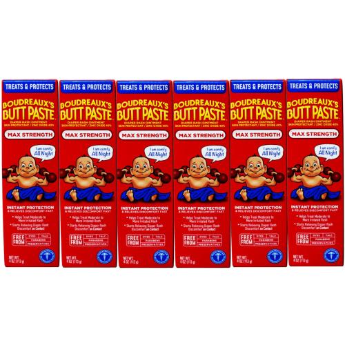 Boudreaux's Maximum Strength Butt Paste Ointment 4 oz (Pack of 6)