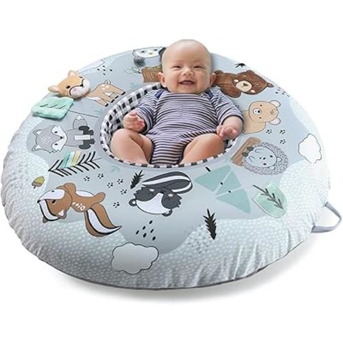 The Peanutshell Baby Boy or Girl Play Ring - Inflatable Seat, Sitting Support Chair, Unisex Activity Seats for Sitting Up, Play Ring for Babies 0-6 Months - Woodland