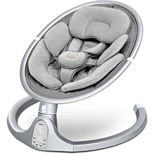 BabyBond Baby Swings for Infants, Bluetooth Infant Swing with 10 Preset Lullabies, 5 Point Harness Belt, 5 Speeds and Remote Control - Portable Baby Swing for Indoor and Outdoor, Aluminum