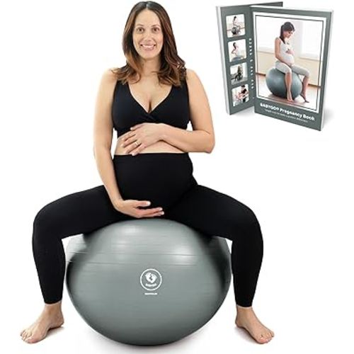 BABYGO Birthing Ball - Pregnancy Yoga Labor & Exercise Ball & Book Set Trimester Targeting, Maternity Physio, Birth & Recovery Plan Included Anti Burst Eco Friendly