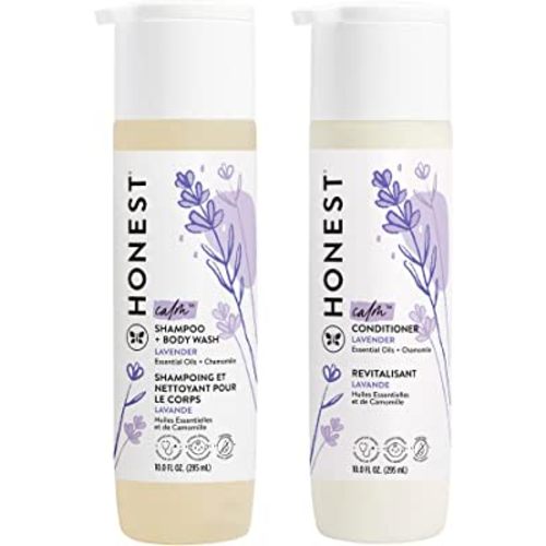 The Honest Company Silicone-Free Conditioner & 2-in-1 Cleansing Shampoo + Body Wash Duo | Gentle for Baby | Naturally Derived | Lavender Calm, 20 fl oz