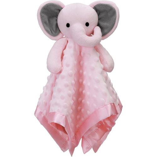 Pro Goleem Elephant Security Blanket with Stuffed Animal Snuggle Toy Lovey Soft Lovie Baby Registry Search Baby Girl Gifts for Infant and Toddler Pink 16 Inch