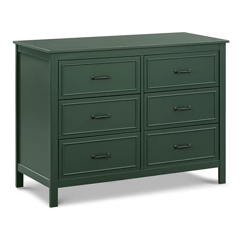 DaVinci Charlie 6-Drawer Baby Dresser - Wooden Double Chest of Drawers for Kids, Boys and Girls - Multi-Purpose Storage for Bedroom, Nursery, Living Room & Hallway, Easy to Assemble - Forest Green