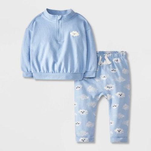 Baby Boys' French Terry Top & Bottom Set - Cat & Jack™ Light Blue 6-9m