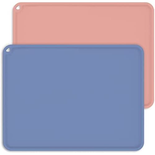 Kid Silicone Placemats,Suction Placemat for Babies,Kids Placemat for Dining Table,Baby Placemats,Non-Slip Portable Food Mats for Baby Toddler,(Blue,Pink)