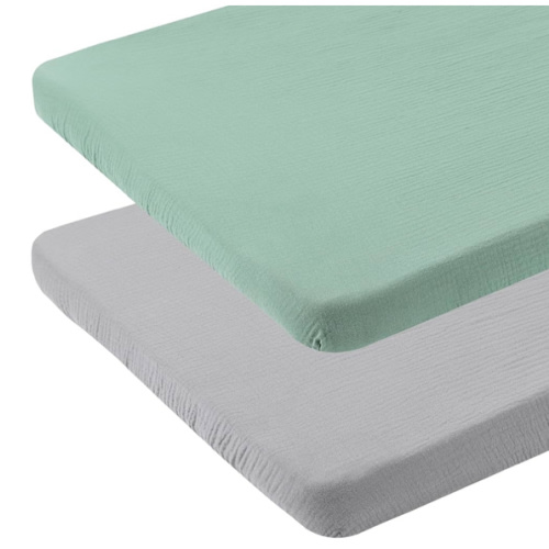 Muslin Bassinet Sheets 35" X 20" Compatiable with AMKE 3 in 1 Bassinets, MiClassic, Uiuwoo, Foalom, YADAQE, Milliard and TCBunny Bassinet, 100% Cotton Breathable and Soft 2 Pack, Fog and Beige