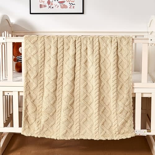 Sherpa Fleece Baby Blanket, Ultra Soft Fluffy Premium Baby Blankets for Boys Girls, Cozy Infant Toddler Newborn Receiving Blankets for Crib Stroller 30”×40” (Khaki)