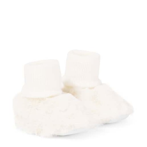 Baby cotton and faux fur booties