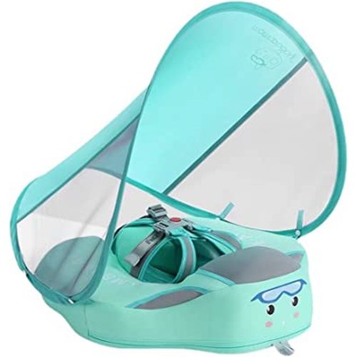Upgraded Baby Pool Float Mambobaby Swim Float Non-Inflatable Baby Floats with Canopy for 3-24 Months Float for Infant Swim Ring