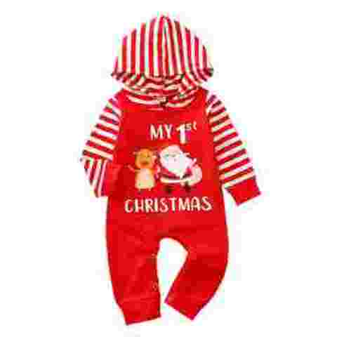 Musuos Infant Baby Girls Boys Christmas Outfits My First Christmas Hooded Romper Sets