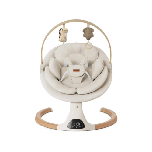 Baby Swings for Infants, Monamii Baby Swing, Infant Swing with 5 Speeds, 10 Lullabies, Electric Swing for Baby, Indoor & Outdoor Use (Beige)