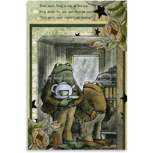 Vintage Book Cover Poster,Frog And Toad Children's Book Cover Art Canvas Painting Posters And Prints Wall Art for Living Room Bedroom Decor 12x18inch(30x45cm) Unframe-style