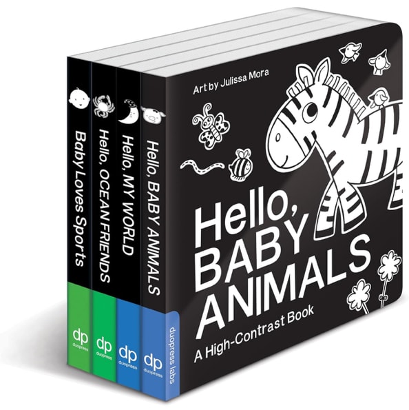 High Contrast Baby Book Set: 4 Board Books for Newborns