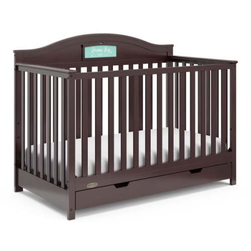 Graco Story 5-in-1 Convertible Baby Crib with Drawer and Reversible Headboard, Espresso
