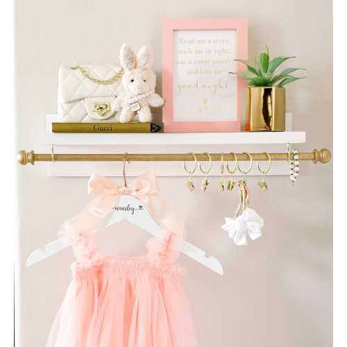 Headband and Bow Holder Shelf with Rod and Clips, Baby Girl Nursery Decor, Baby Girl Shower Gift, Boho Nursery Headband Holder