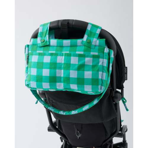 Universal Baby Stroller Organizer Bag Converts To Crossbody | Teal Gingham - Storq by Kindred Bravely