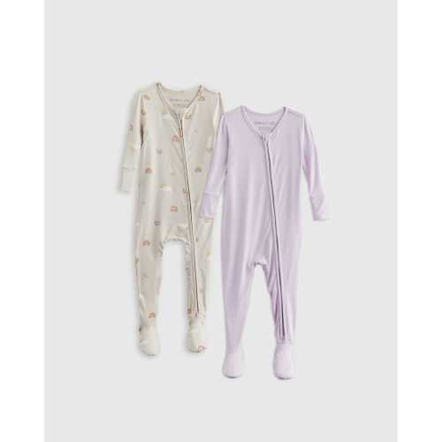 Bamboo Tight Fit Footie Pajamas 2-Pack - Baby Girl