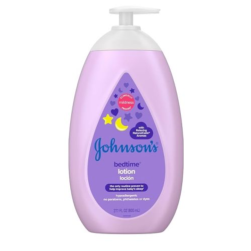 Johnson's Baby Moisturizing Bedtime Baby Body Lotion with Coconut Oil & Relaxing NaturalCalm Aromas to Help Relax Baby, Hypoallergenic, Paraben- & Phthalate-Free Baby Skin Care, 27.1 fl. Oz
