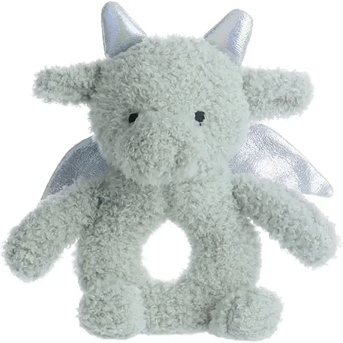 Apricot Lamb Baby Dragon Dinosaur Soft Rattle Toy, Plush Stuffed Animal for Newborn Soft Hand Grip Shaker Over 0 Months (Dragon, 6 Inches)