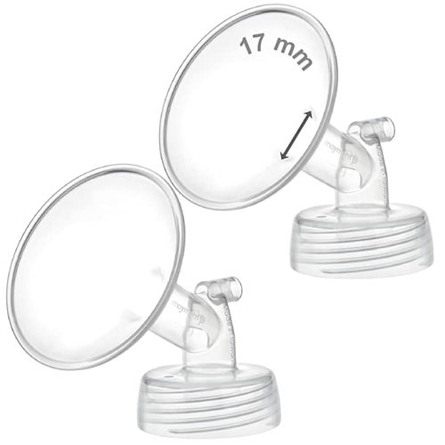 2X 17 mm Maymom Wide Neck Pump Parts for Spectra S1/S2 Pumps; Incl Wide Mouth Flanges; Not Original Spectra Flange; Replaces Spectra Shield (Small Spectra Flange) (17 mm Two Flanges)