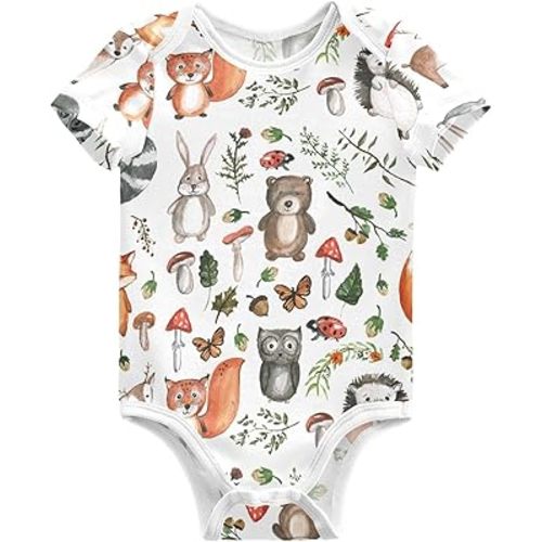 Unisex Baby Bodysuits Short-Sleeve Cotton Baby Clothes for Girls Boys 0-24 Months