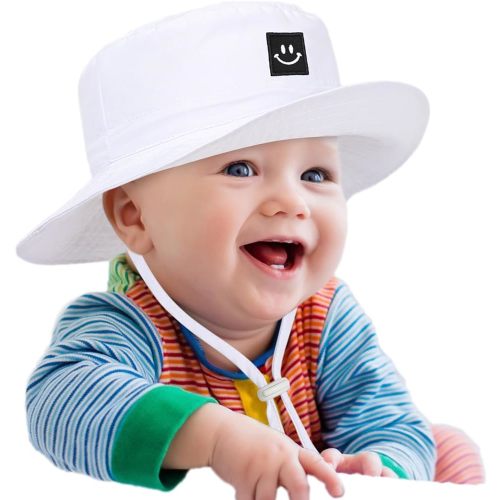 Baby Sun Hat, Newborn Toddler Foldable Beach Hat UPF 50+ Sun Protection Bucket Hat for Boys Girls Adjustable Cap