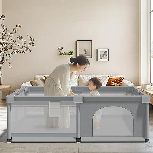 79" x 71" Baby Playpen, Large Play Yard for Babies and Toddlers, Big Play Pen with Gate, Safety Fence Play Area, Play Yard for Baby, Toddler Playpen
