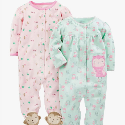Simple Joys by Carter's Baby Girls' 2-Pack Cotton Snap Footed Sleep and Play