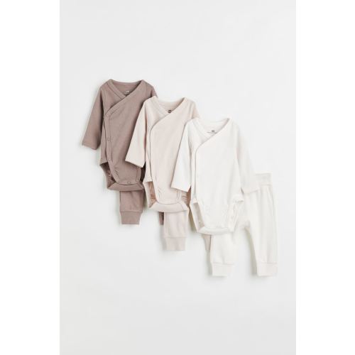 6-piece Cotton Set, Light taupe/light beige