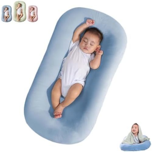 Baby Lounger 0-24 Months, Newborn Lounger Nest Sleeper, Baby Lounger for Newborn, Soft Breathable Lounger Pillow for Infants (Blue, 0-12 Months)