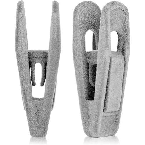 Tinfol Velvet Hangers Clips, 50Pack Gray Pants Velvet Clips, Clothes Hanger Clip, Large Opening Clip Strong Finger Flocked Clips Perfect for Use with Slim-line Clothes Velvet Hangers