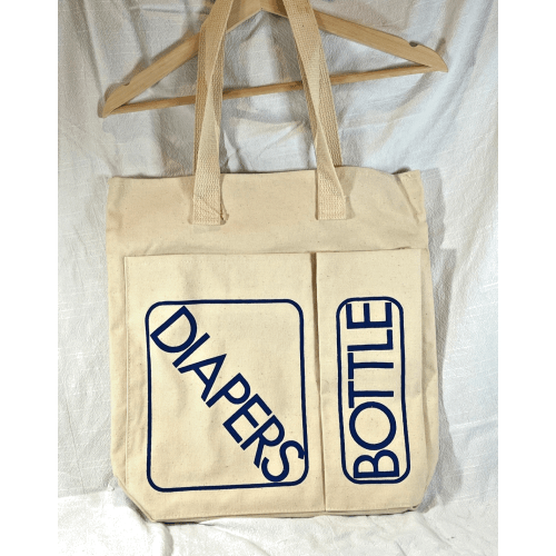Vintage Canvas Diaper Tote Bag with Lined Wet Bag