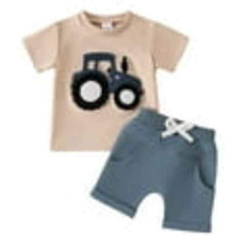 HCNTES Baby Boy's 2 Piece Set Summer Short Sleeve Tee with Elastic Waist Printed Shorts,2-3 Years
