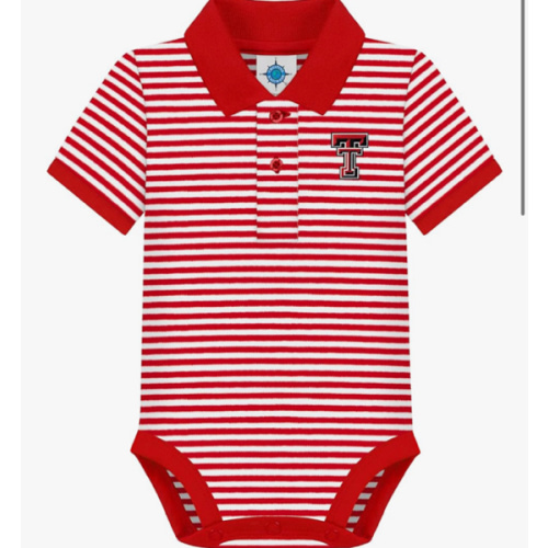 Creative Knitwear College Baby Striped Polo Bodysuit - Team Logo, Multiple Colors, for Boys & Girls (0-12 Months)