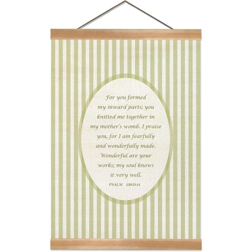 ZTGDA Bible Wall Art,God Is Within Her Canvas Poster, Bible Verse Hanging Banner, Christian Inspirational Decor for Girls’ Room, Office, or Faith-Based Gift for Women 12x16inch(Psalm 139:13-14 green)