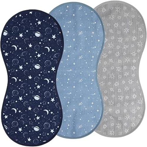 3 Pcs Changing Pad Liners Fits in Peanut Shape Changing Pad Waterproof Diaper Mats Organic Cotton Peanut Mats are Warm on Baby's Back, Washable Reusable (Starry Style,Multicolor)