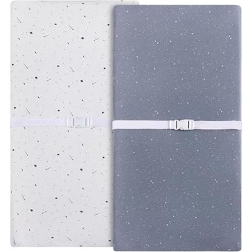 Ely’s & Co. Changing Pad Cover, Diaper Changing Table Sheets, 2 Pack, Cradle Sheet Set for Baby Boys, 100% Jersey Knit Cotton, Celestial Blue Print, 32”x16”x5”