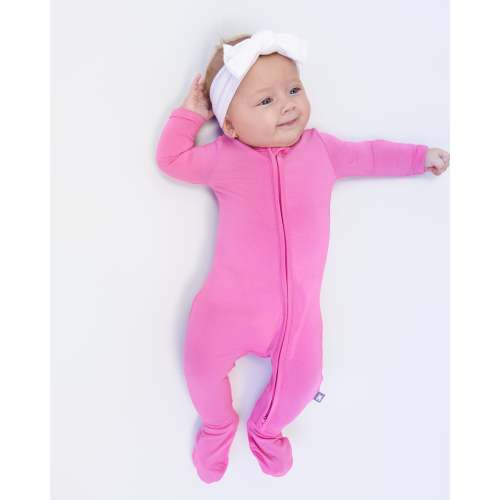 Bumbunny Baby | Zip Footie in Rose